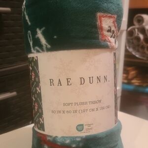 Rae Dunn Festive Green and Red Throw Blanket